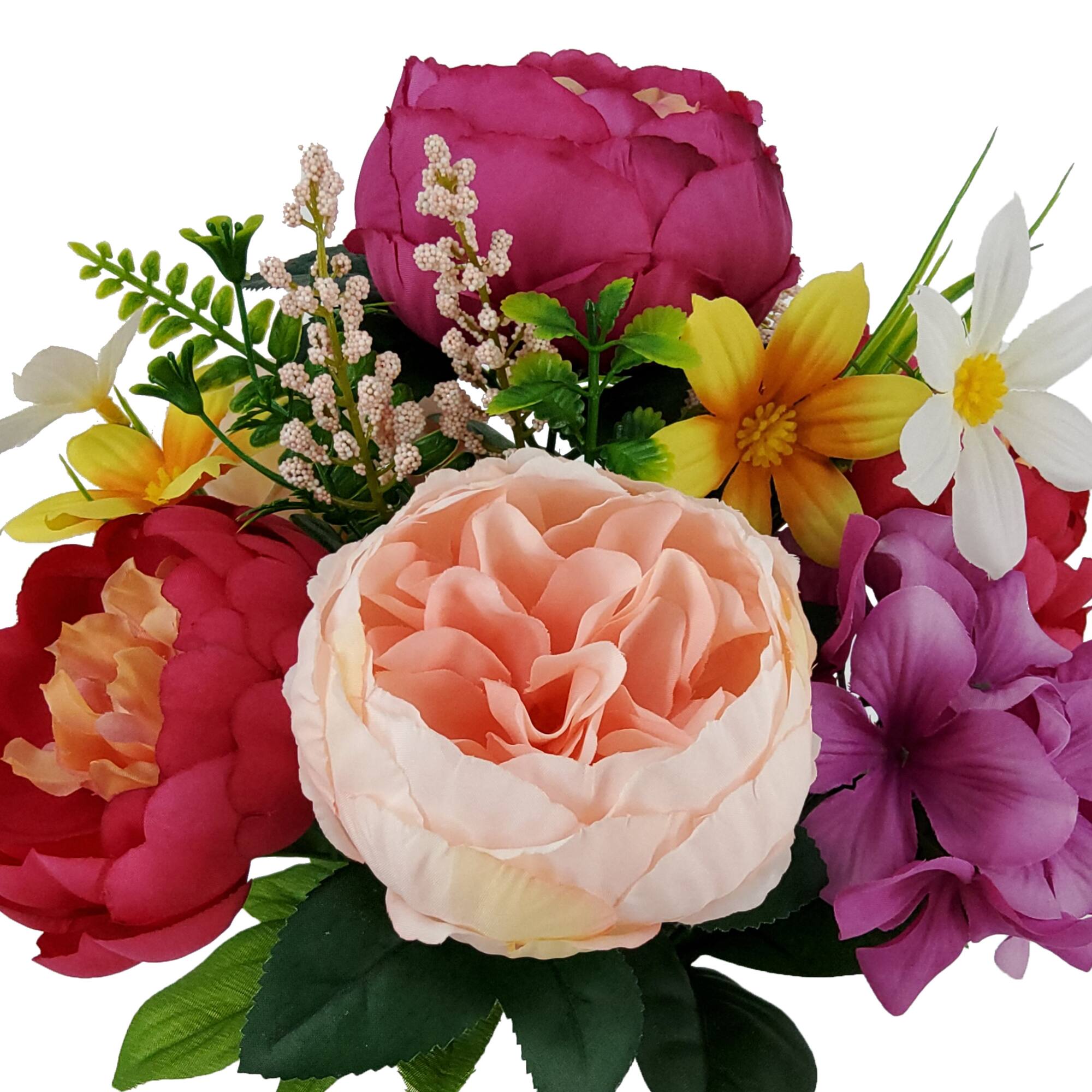14" Purple & Pink Cabbage Rose, Hydrangea & Peony Bush by Ashland®